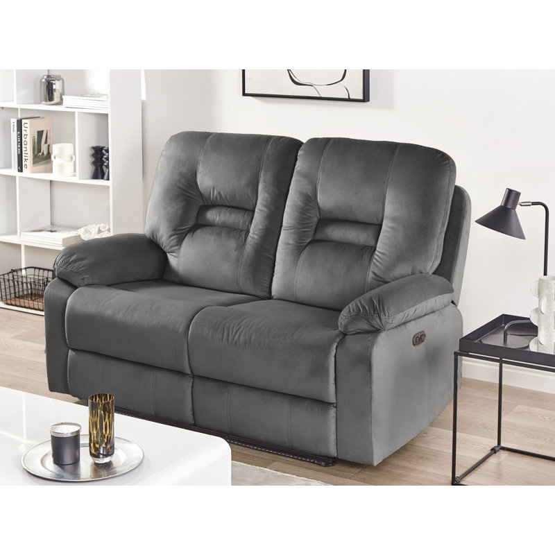 Ivy Bronx 2 Seater Velvet LED Electric Recliner Sofa With USB Port
